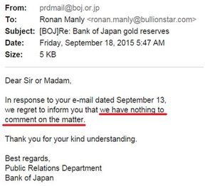 центральный банк Японии и золото