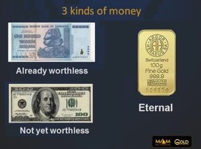 золото и бумажные валюты