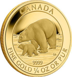 Канадский Полярный медведь 1/4 oz (Канада) полный размер