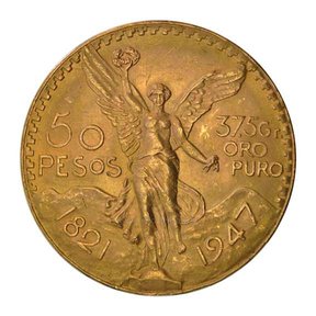 золотой мексиканский песо с номиналом $50